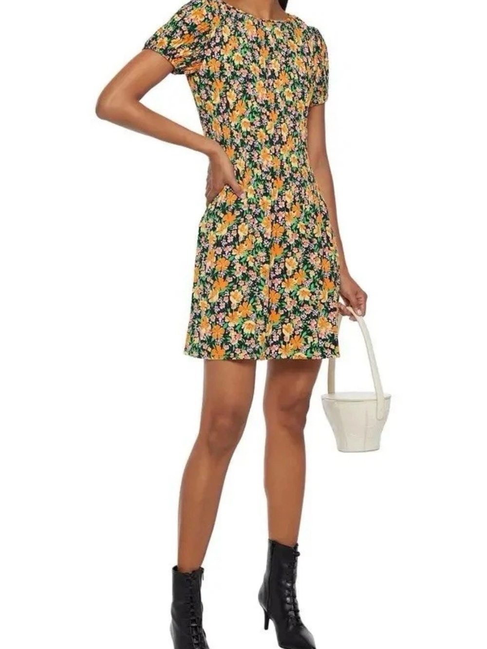 Maje Rockinie Dress in Green, Yellow & Pink